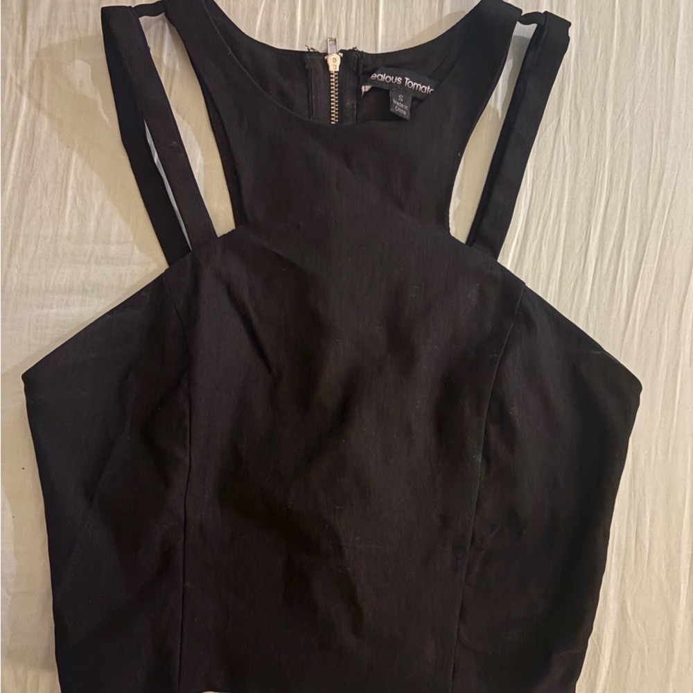Black Crop Top with Zipper